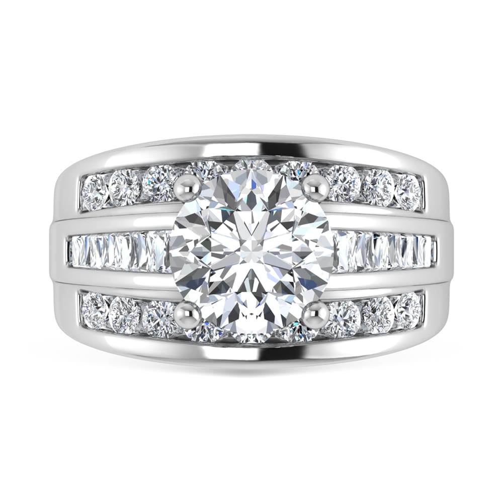 10K White Gold Lab Grown Diamond 1 3/4 ct.Tw. Round Shape Engagement Ring (IGI Certified Center 1ct)