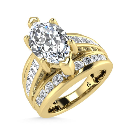 10K Yellow Gold Lab Grown Diamond 3 7/8 ct.Tw. Marquise Shape Engagement Ring (IGI Certified Center 3ct)