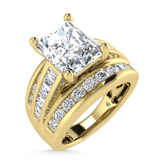 10K Yellow Gold Lab Grown Diamond 3 7/8 ct.Tw. Radiant Shape Engagement Ring (IGI Certified Center 3ct)