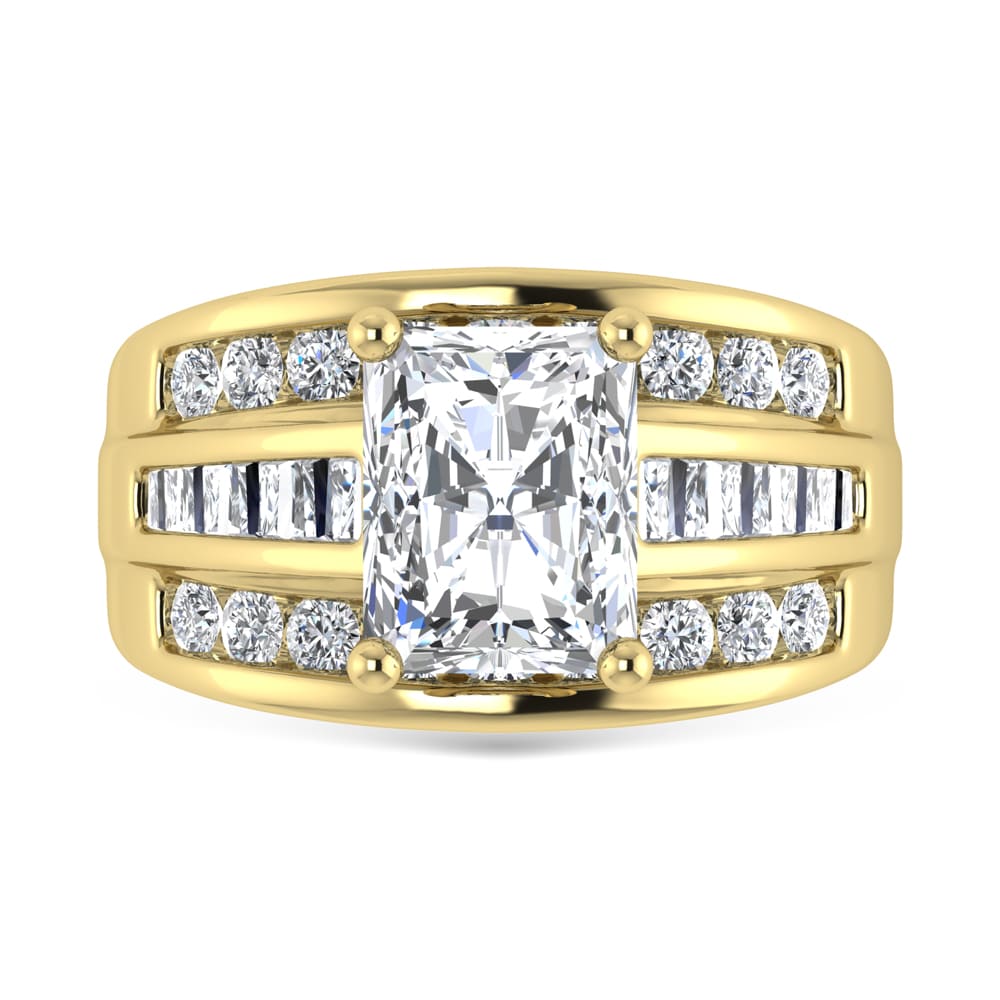 10K Yellow Gold Lab Grown Diamond 3 7/8 ct.Tw. Radiant Shape Engagement Ring (IGI Certified Center 3ct)