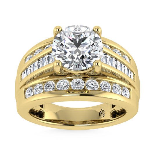 14K Yellow Gold Lab Grown Diamond 5 ct.Tw. Round Shape Engagement Ring (IGI Certified 6ct)
