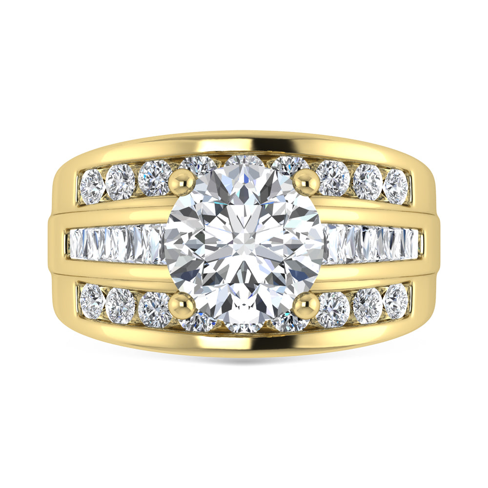 10K Yellow Gold Lab Grown Diamond 2 7/8 ct.Tw. Round Shape Engagement Ring (IGI Certified Center 2ct)
