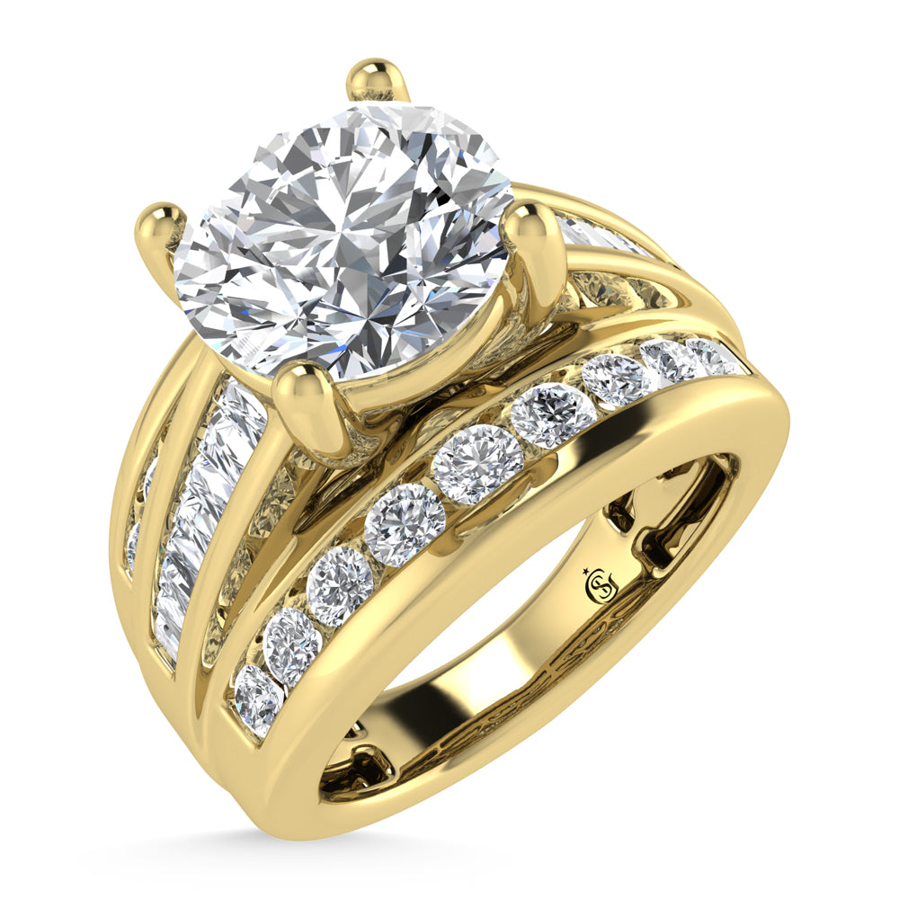 10K Yellow Gold Lab Grown Diamond 2 1/4 ct.Tw. Round Shape Engagement Ring (IGI Certified Center 1 1/2 ct)
