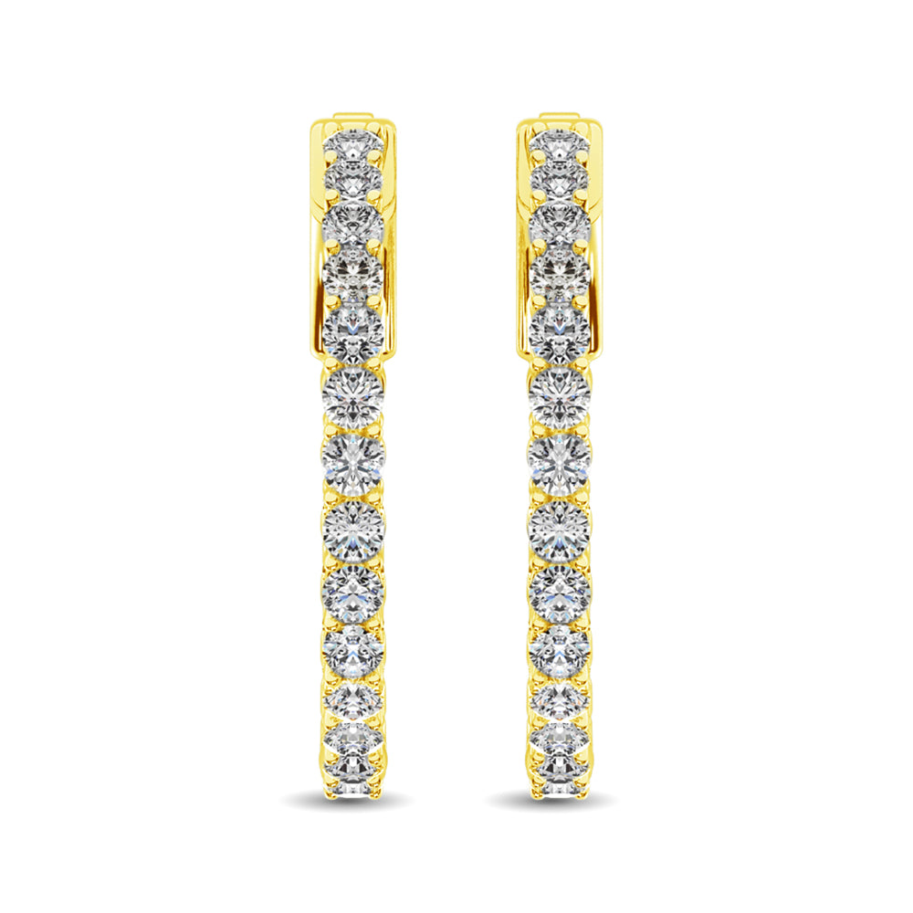 14K Yellow Gold Lab Grown Diamond 1 1/2 Ct.Tw. In and Out Hoop Earrings (3/4 inches)