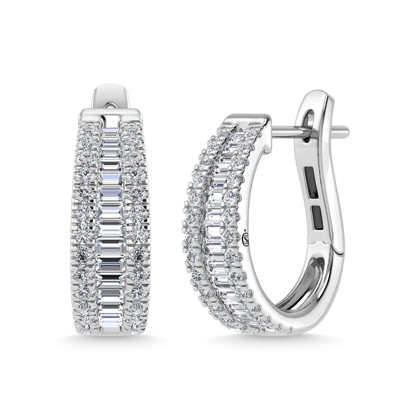 14K White Gold Lab Grown Diamond 2 Ct.Tw. Hoop Earrings
