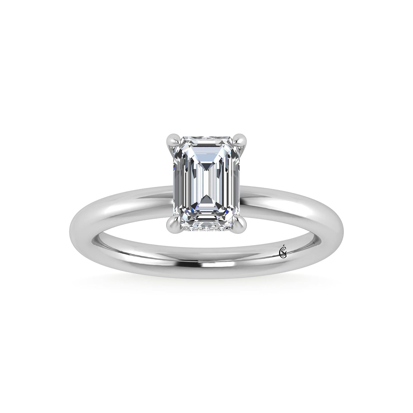 14K White Gold Lab Grown Diamond 1 1/2 Ct.Tw. Emerald Shape Engagement Ring (IGI Certified Center 1 1/2ct)