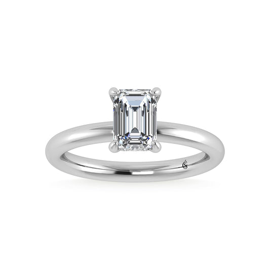 14K White Gold Lab Grown Diamond 1 1/2 Ct.Tw. Emerald Shape Engagement Ring (IGI Certified Center 1 1/2ct)