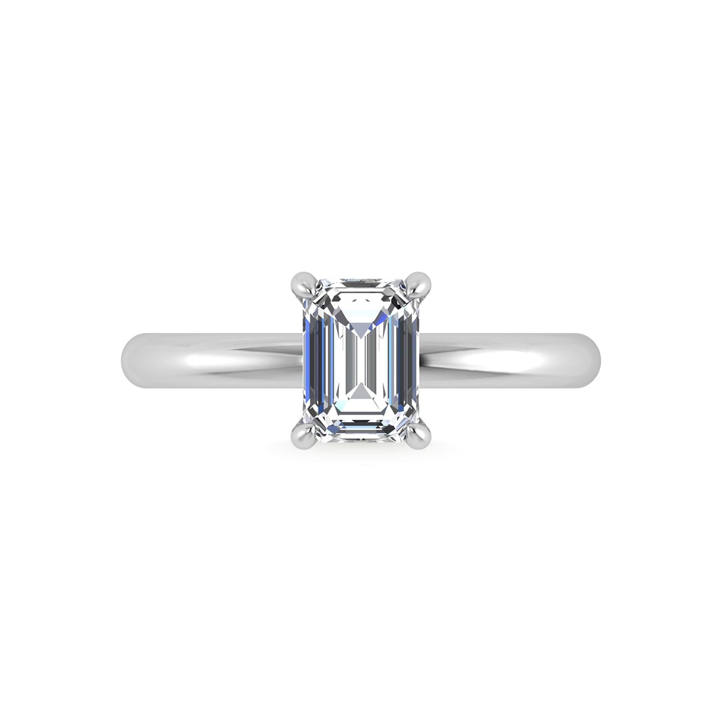 14K White Gold Lab Grown Diamond 1 1/2 Ct.Tw. Emerald Shape Engagement Ring (IGI Certified Center 1 1/2ct)