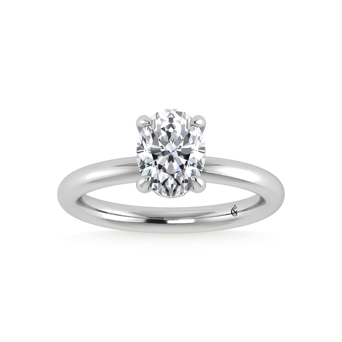 14K White Gold Lab Grown Diamond 1 1/2 Ct.Tw. Oval Shape Engagement Ring (IGI Certified Center 1 1/2 ct)