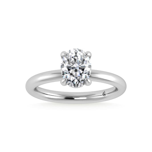 14K White Gold Lab Grown Diamond 1 1/2 Ct.Tw. Oval Shape Engagement Ring (IGI Certified Center 1 1/2 ct)