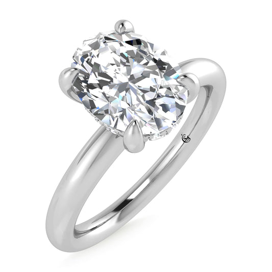 14K White Gold Lab Grown Diamond 1 1/2 Ct.Tw. Oval Shape Engagement Ring (IGI Certified Center 1 1/2 ct)