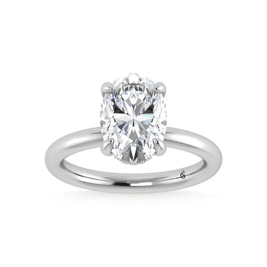 14K White Gold Lab Grown Diamond 2 1/20 Ct.Tw. Oval Shape Engagement Ring (IGI Certified Center 3ct)