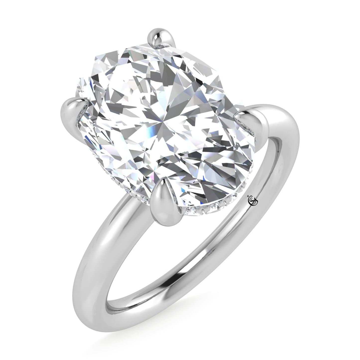 14K White Gold Lab Grown Diamond 2 1/20 Ct.Tw. Oval Shape Engagement Ring (IGI Certified Center 3ct)