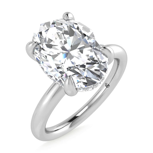 14K White Gold Lab Grown Diamond 2 1/20 Ct.Tw. Oval Shape Engagement Ring (IGI Certified Center 3ct)
