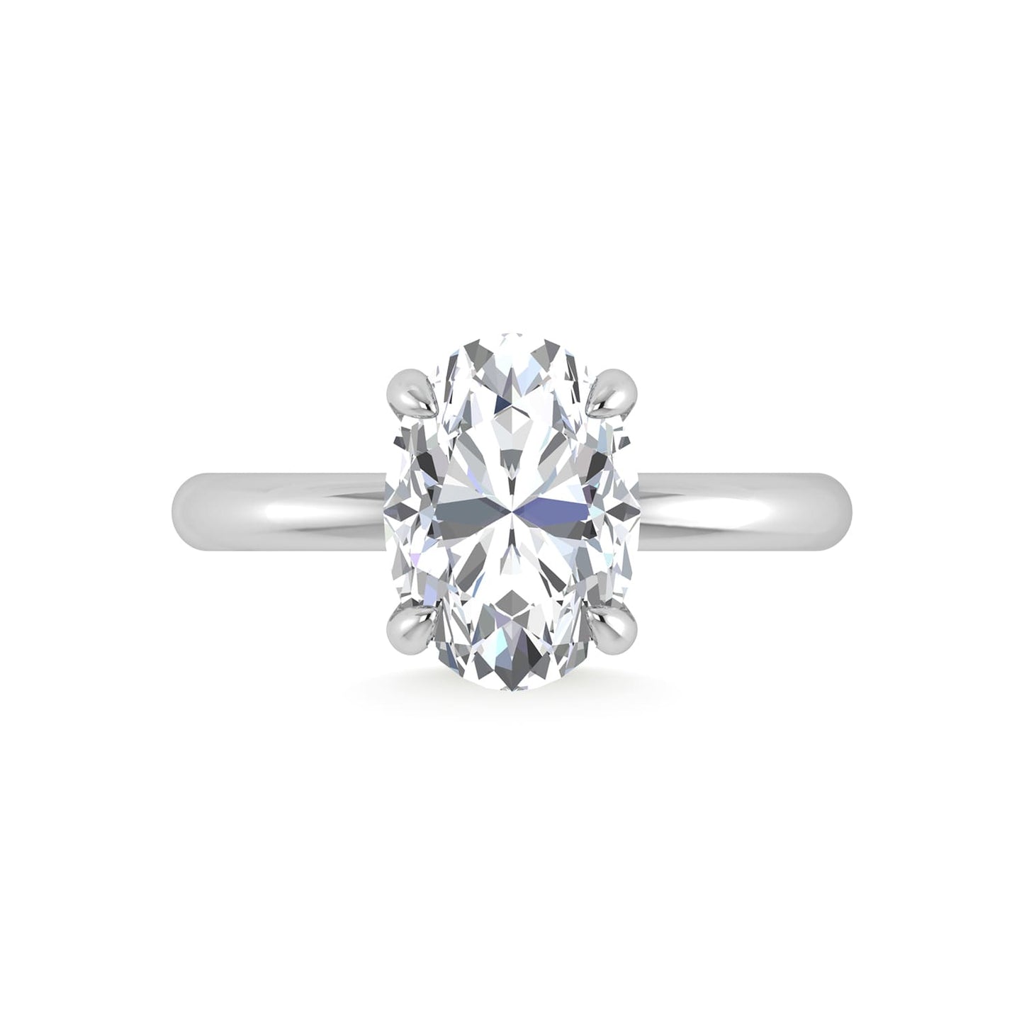 14K White Gold Lab Grown Diamond 2 1/20 Ct.Tw. Oval Shape Engagement Ring (IGI Certified Center 3ct)