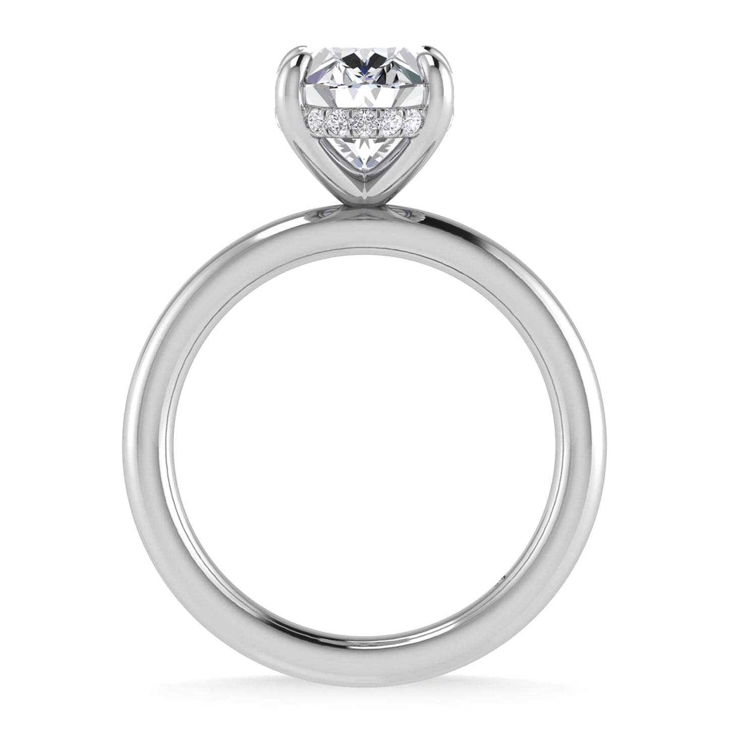 14K White Gold Lab Grown Diamond 2 1/20 Ct.Tw. Oval Shape Engagement Ring (IGI Certified Center 3ct)