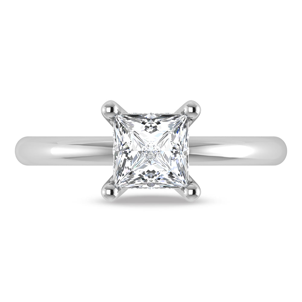 14K White Gold Lab Grown Princess Shape Lab Grown Diamond 1 1/20 ct.tw. Certified Solitaire Engagement Ring (IGI Certified Center 1ct)