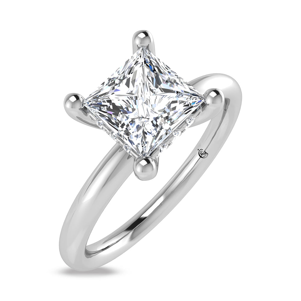 14K White Gold Lab Grown Princess Shape Lab Grown Diamond 1 1/20 ct.tw. Certified Solitaire Engagement Ring (IGI Certified Center 1ct)