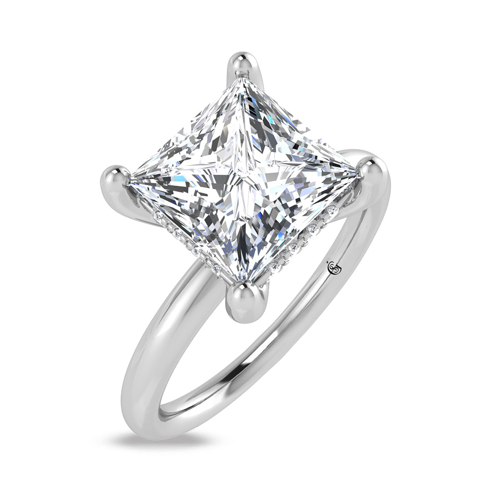 14K White Gold Lab Grown Princess Shape Lab Grown Diamond 2 1/20 ct.tw. Certified Solitaire Engagement Ring (IGI Certified Center 2ct)