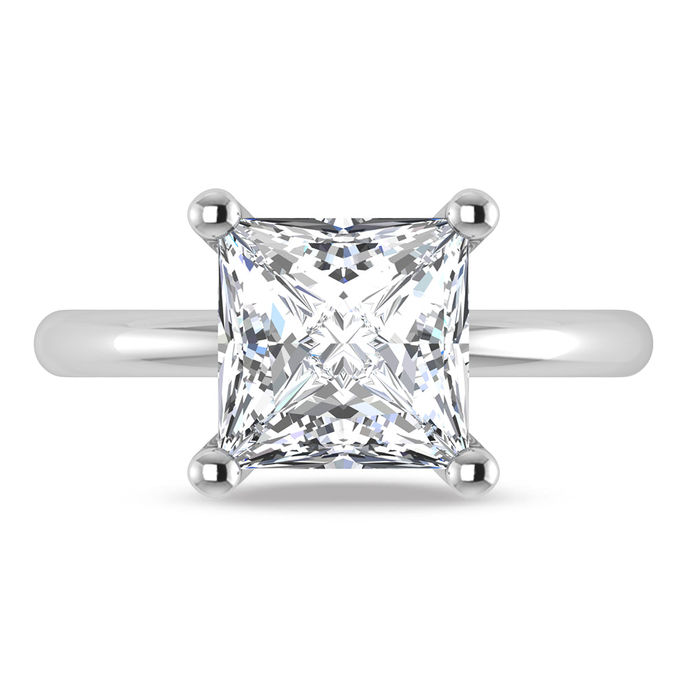 14K White Gold Lab Grown Princess Shape Lab Grown Diamond 3 1/20 ct.tw. Certified Solitaire Engagement Ring (IGI Certified Center 3ct)