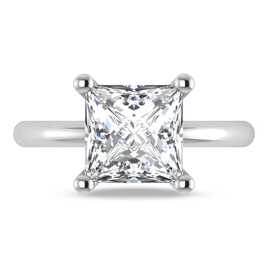 14K White Gold Lab Grown Princess Shape Lab Grown Diamond 3 1/20 ct.tw. Certified Solitaire Engagement Ring (IGI Certified Center 3ct)
