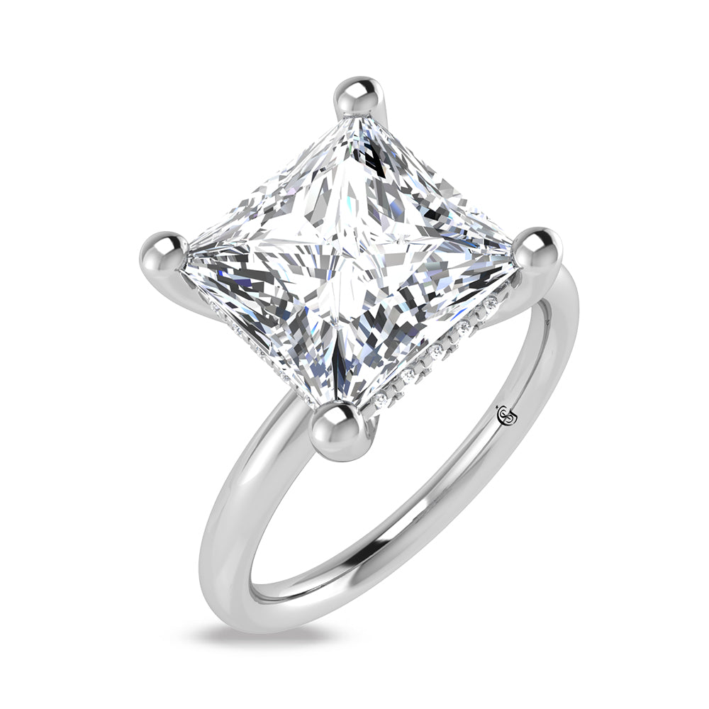 14K White Gold Lab Grown Princess Shape Lab Grown Diamond 3 1/20 ct.tw. Certified Solitaire Engagement Ring (IGI Certified Center 3ct)
