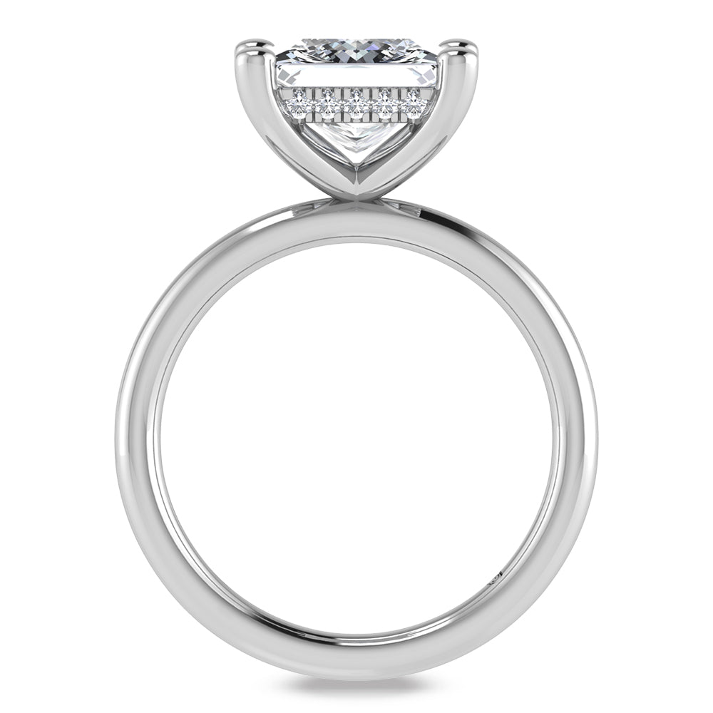 14K White Gold Lab Grown Princess Shape Lab Grown Diamond 3 1/20 ct.tw. Certified Solitaire Engagement Ring (IGI Certified Center 3ct)