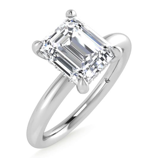 14K White Gold Lab Grown Diamond 1 1/2 Ct.Tw. Radiant Shape Engagement Ring (IGI Certified Center 1 1/2ct)
