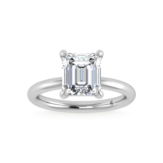 14K White Gold Lab Grown Diamond 3 1/20 Ct.Tw. Radiant Shape Engagement Ring (IGI Certified Center 3ct)