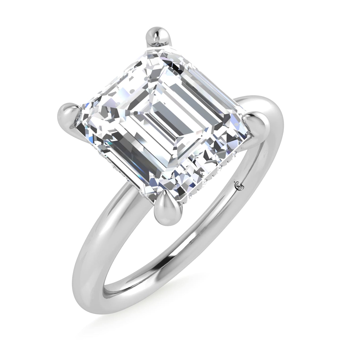 14K White Gold Lab Grown Diamond 3 1/20 Ct.Tw. Radiant Shape Engagement Ring (IGI Certified Center 3ct)