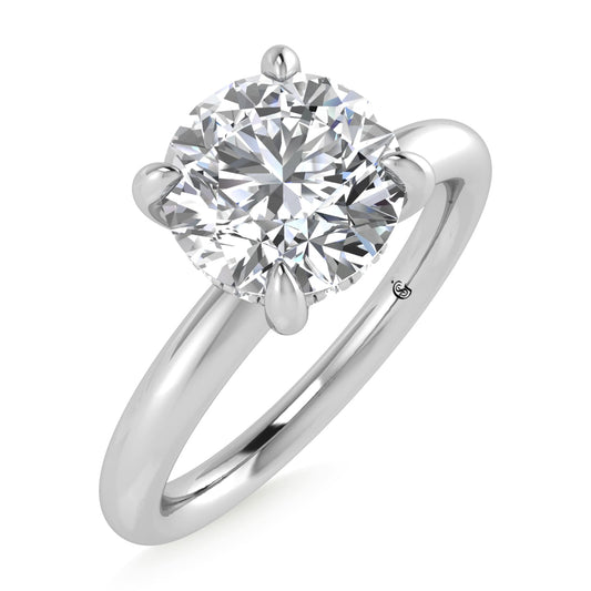 14K White Gold Lab Grown Diamond 1 1/2 Ct.Tw. Round Shape IGI Certified Engagement Ring (IGI Certified Center 1 1/2ct)