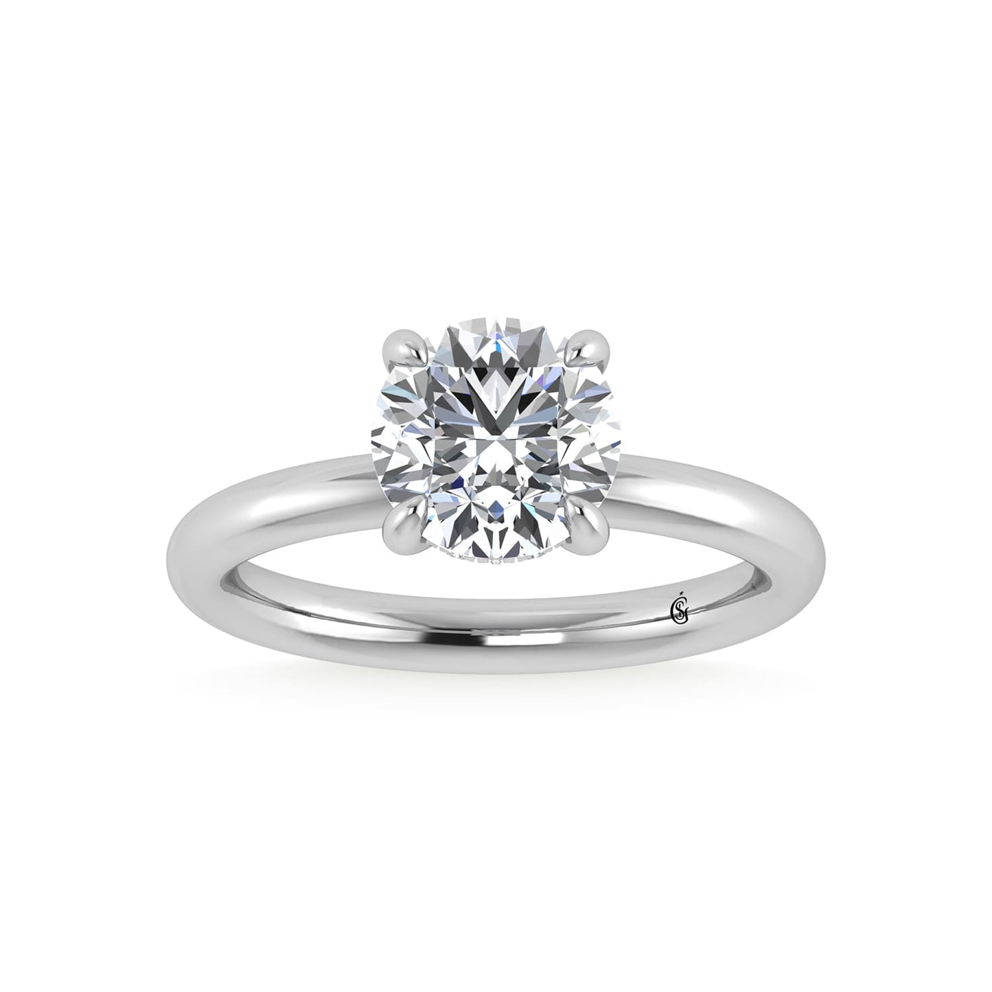 14K White Gold Lab Grown Diamond 2 1/20 Ct.Tw. Round Shape Engagement Ring (IGI Certified Center 2ct)