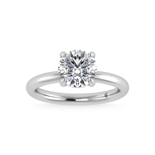 14K White Gold Lab Grown Diamond 2 1/20 Ct.Tw. Round Shape Engagement Ring (IGI Certified Center 2ct)