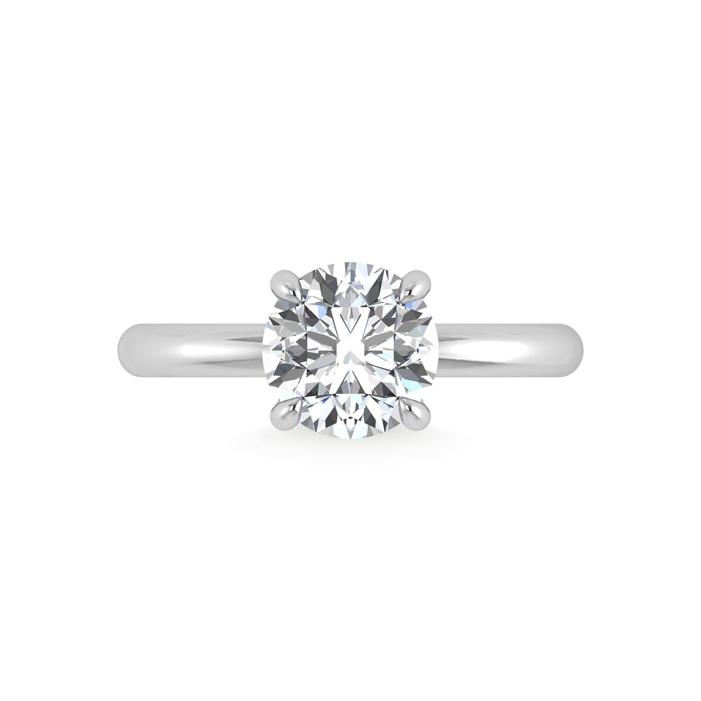 14K White Gold Lab Grown Diamond 2 1/20 Ct.Tw. Round Shape Engagement Ring (IGI Certified Center 2ct)