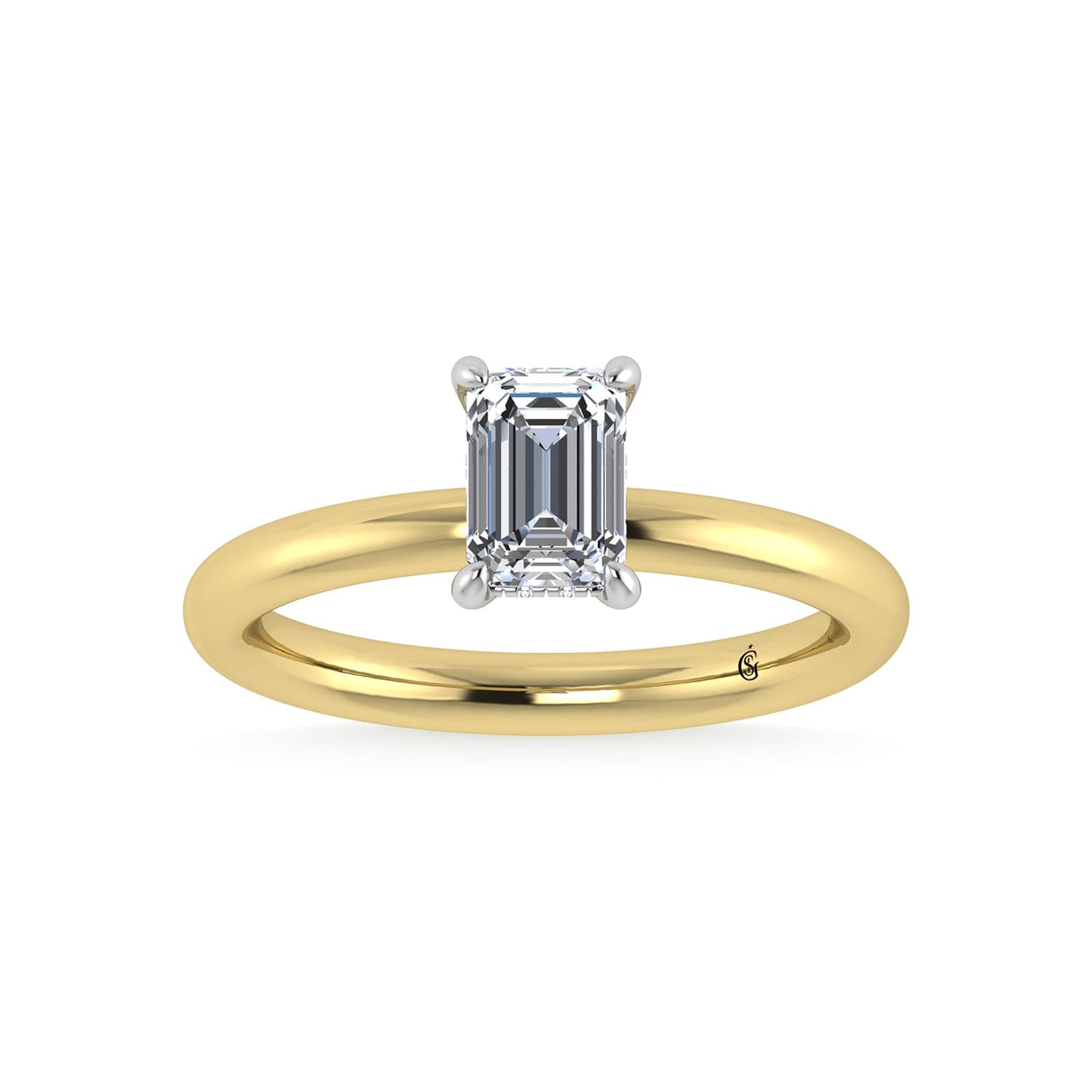 14K White Gold Lab Grown Diamond 1 1/20Ct.Tw. Emerald Shape  Engagement Ring (IGI Certified Center 1ct)