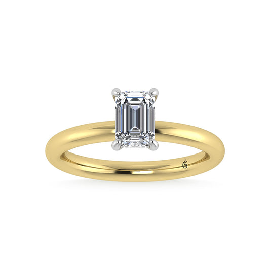 14K White Gold Lab Grown Diamond 1 1/20Ct.Tw. Emerald Shape  Engagement Ring (IGI Certified Center 1ct)