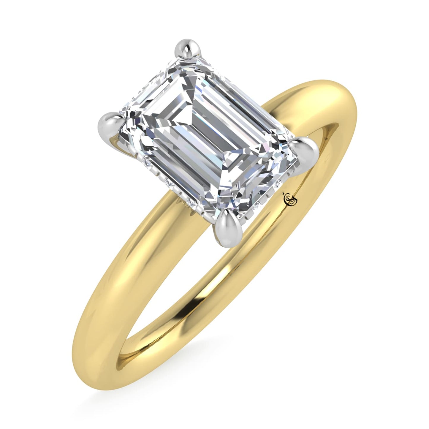 14K White Gold Lab Grown Diamond 1 1/20Ct.Tw. Emerald Shape  Engagement Ring (IGI Certified Center 1ct)