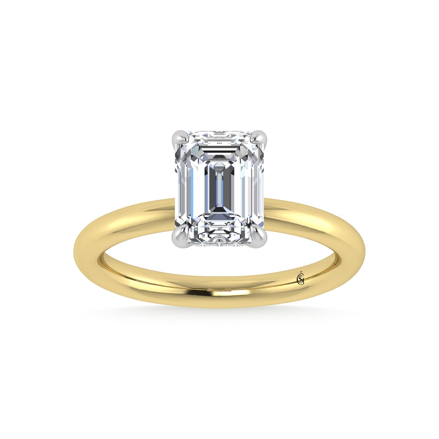 14K White Gold Lab Grown Diamond 2 1/20 Ct.Tw. Emerald Shape  Engagement Ring (IGI Certified Center 2ct)