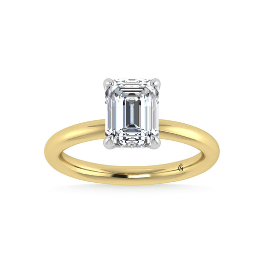 14K White Gold Lab Grown Diamond 2 1/20 Ct.Tw. Emerald Shape  Engagement Ring (IGI Certified Center 2ct)