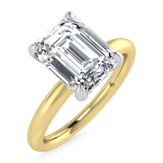 14K White Gold Lab Grown Diamond 2 1/20 Ct.Tw. Emerald Shape  Engagement Ring (IGI Certified Center 2ct)