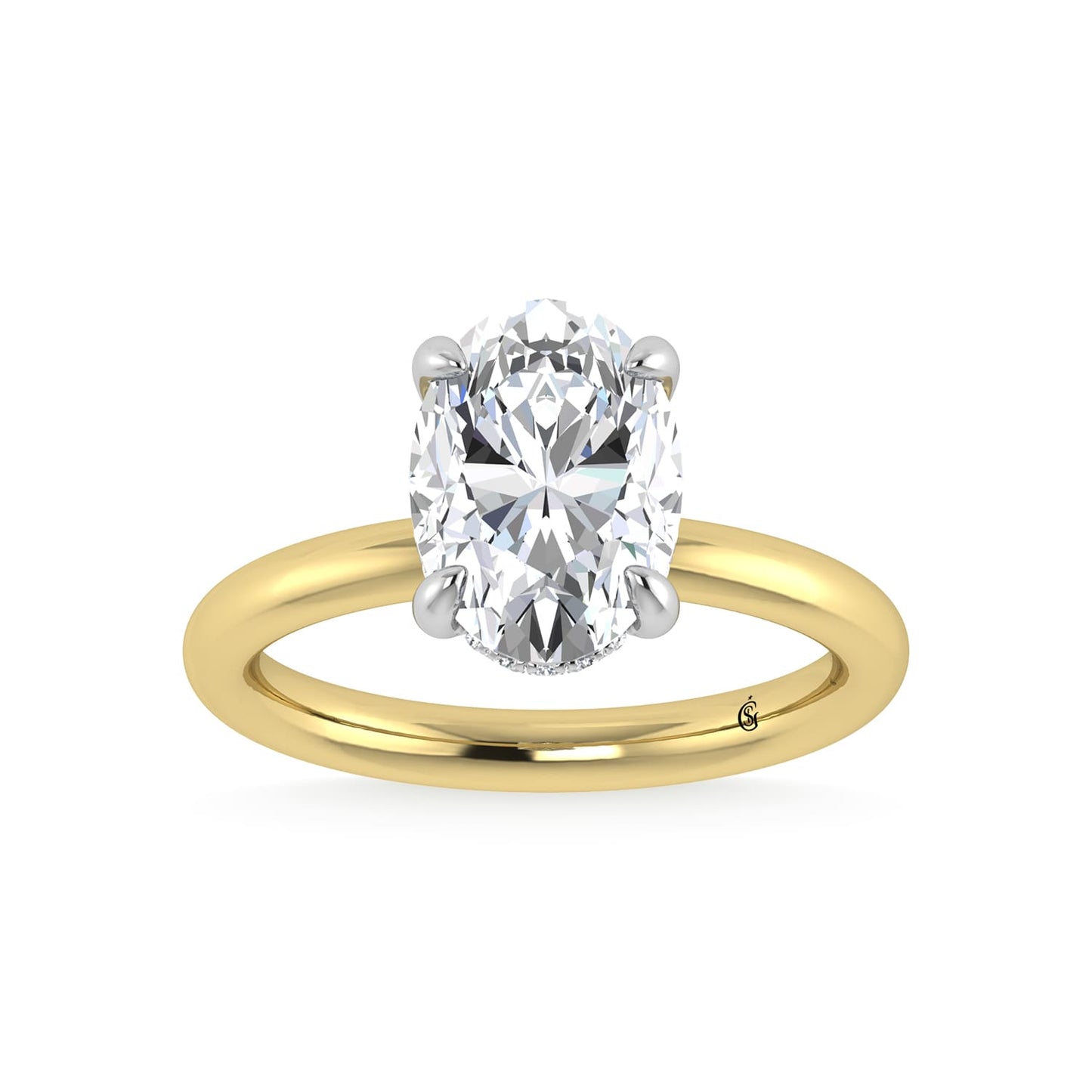 14K White Gold Lab Grown Diamond 3 1/20 Ct.Tw. Oval Shape  Engagement Ring (IGI Certified Center 3ct)