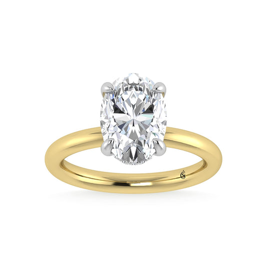 14K White Gold Lab Grown Diamond 3 1/20 Ct.Tw. Oval Shape  Engagement Ring (IGI Certified Center 3ct)