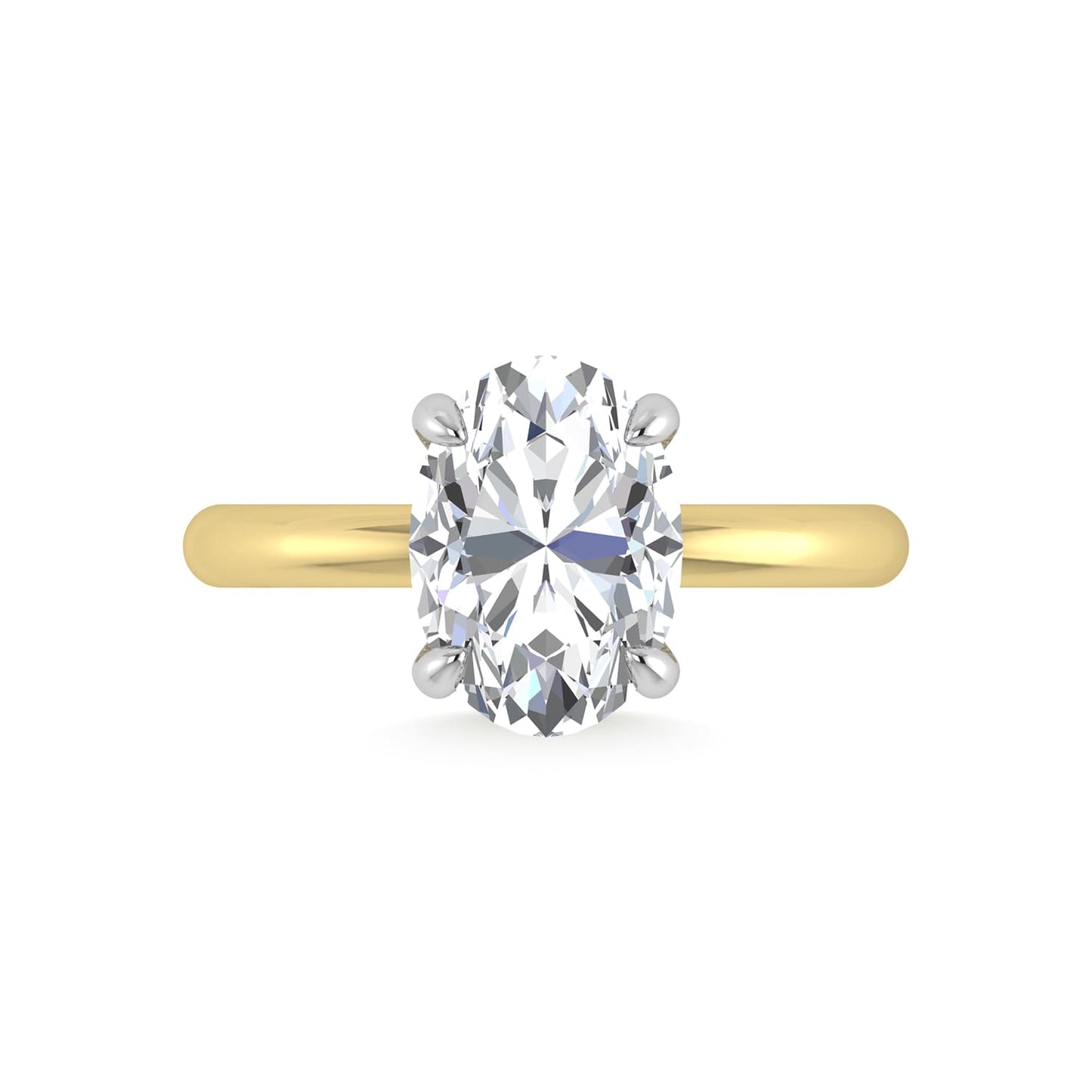 14K White Gold Lab Grown Diamond 3 1/20 Ct.Tw. Oval Shape  Engagement Ring (IGI Certified Center 3ct)