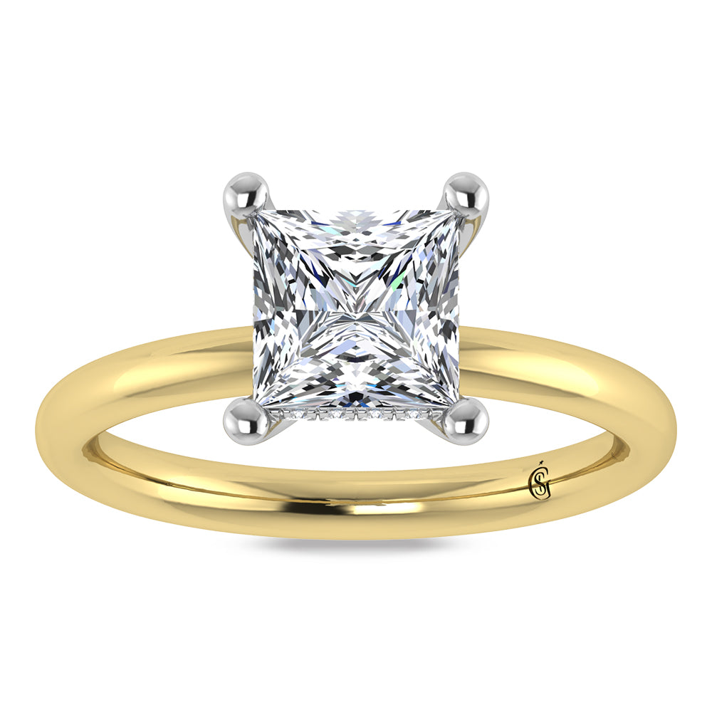 14K Yellow Gold Lab Grown Princess Shape Lab Grown Diamond 1 1/2 ct.tw. IGI Certified Solitaire Engagement Ring (Center 1 1/2 ct)