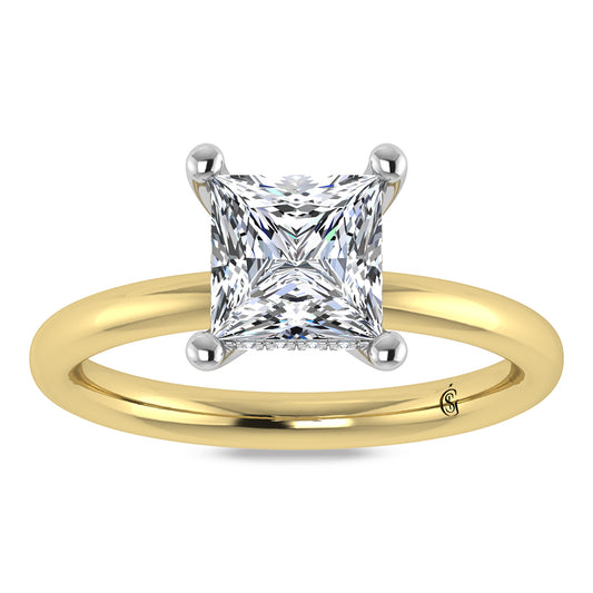 14K Yellow Gold Lab Grown Princess Shape Lab Grown Diamond 1 1/2 ct.tw. IGI Certified Solitaire Engagement Ring (Center 1 1/2 ct)