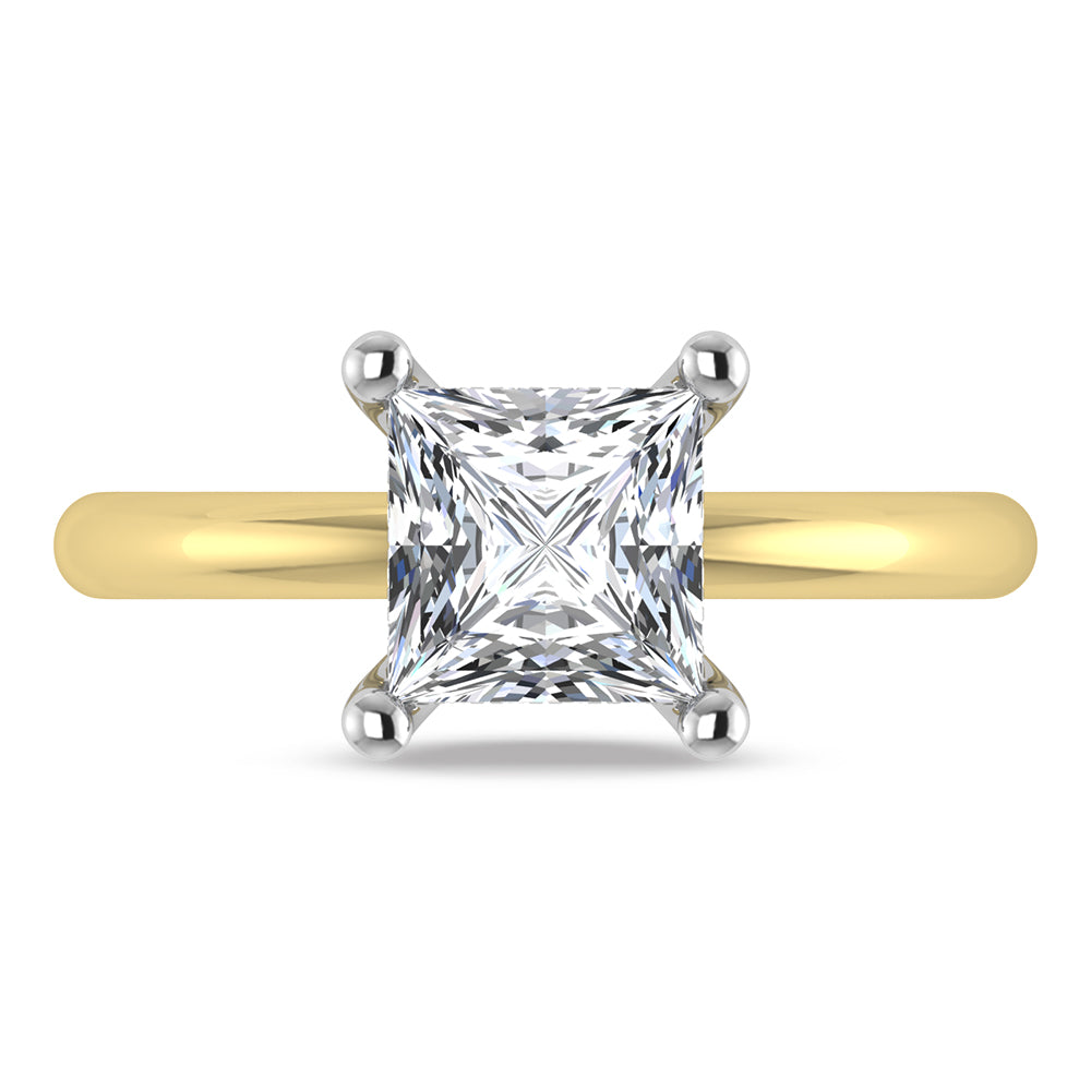 14K Yellow Gold Lab Grown Princess Shape Lab Grown Diamond 1 1/2 ct.tw. IGI Certified Solitaire Engagement Ring (Center 1 1/2 ct)