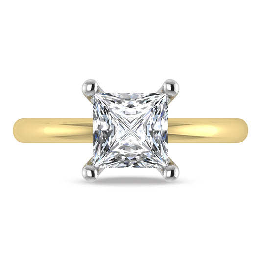 14K Yellow Gold Lab Grown Princess Shape Lab Grown Diamond 1 1/2 ct.tw. IGI Certified Solitaire Engagement Ring (Center 1 1/2 ct)