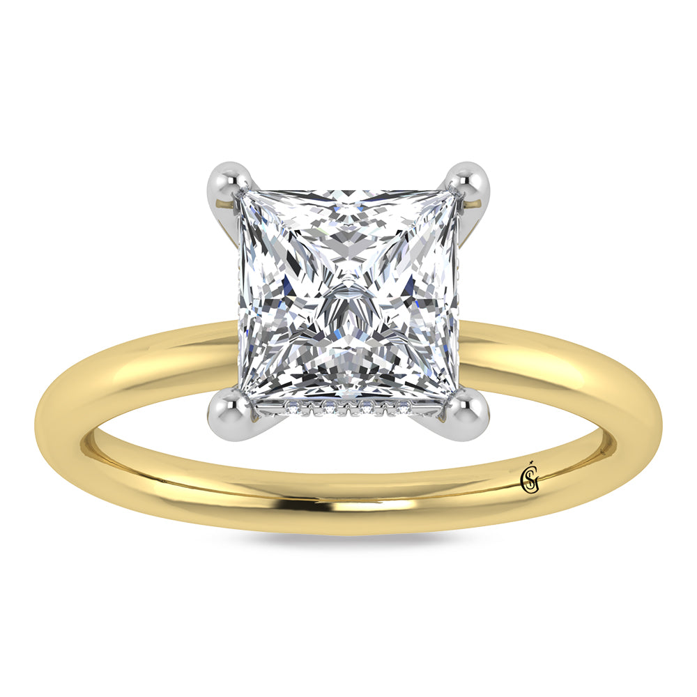 14K Yellow Gold Lab Grown Princess Shape Lab Grown Diamond 2 1/20 ct.tw. IGI Certified Solitaire Engagement Ring (Center 2 ct)