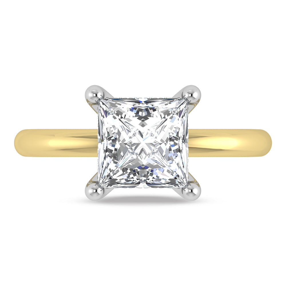 14K Yellow Gold Lab Grown Princess Shape Lab Grown Diamond 2 1/20 ct.tw. IGI Certified Solitaire Engagement Ring (Center 2 ct)