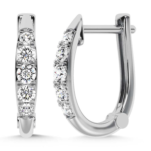 10K White Gold Lab Grown Diamond 1/4 Ct.Tw. Hoop Earrings